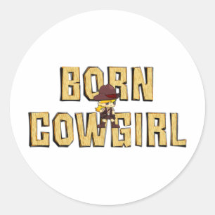 TEE Geborene Cowgirl Runder Aufkleber