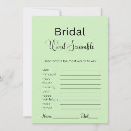 Tee Green Bridal Word Scramble Game Einladung