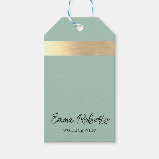 Tee Green Gold Foil Rustikale Imitate Geschenkanhänger (Vorderseite)