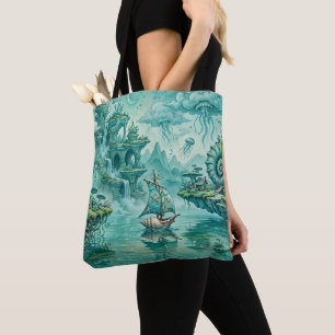 Tee Grün Seelandschaft Traum Surreal Fantasie Tasche