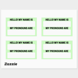 Tee-grüne Namen & Pronoun-Labels Rechteckiger Aufkleber