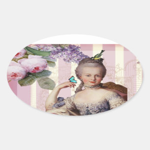 Tee im Petit Trianon – rosa  anderes Design Ovaler Aufkleber