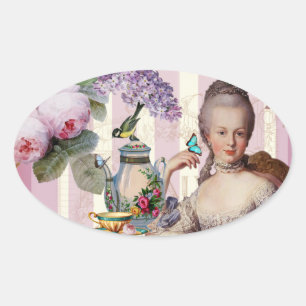 Tee im Petit Trianon – rose Ovaler Aufkleber