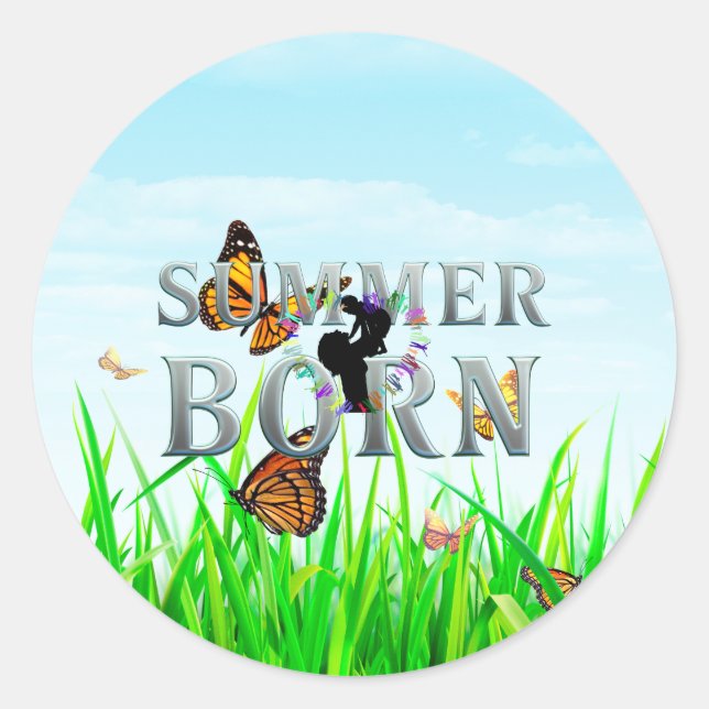 TEE Im Sommer geboren Runder Aufkleber (Vorderseite)
