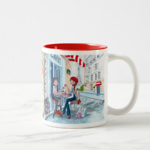 Tee in den Paris-Mode-Mädchen niedlich - zwei Zweifarbige Tasse