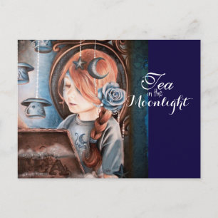 Tee in der Mondlicht-Postkarte Postkarte