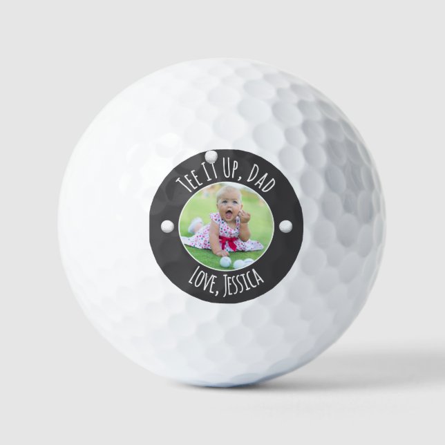 Tee It Up Dad Custom Photo Golfball (Vorderseite)
