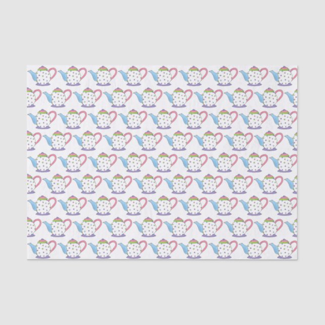 Tee Lover Polka Dot Pastel Teapot Tea Papa Seidenpapier (Vorderseite)