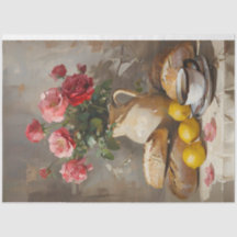 Tee mit Rose-Dekoupage-Tissue