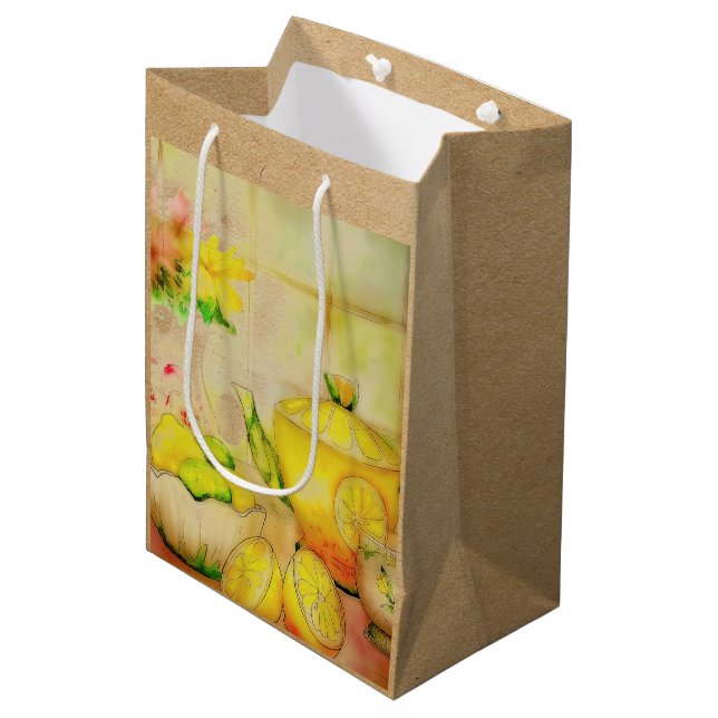 Tee mit Zitrone mittelgroße Geschenktüte (Vorderseite Schrägansicht)