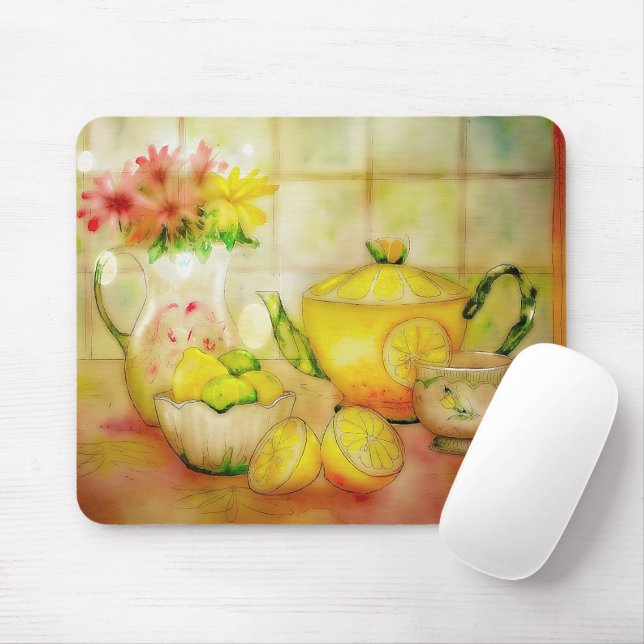 Tee mit Zitrone Mousepad (Mit Mouse)