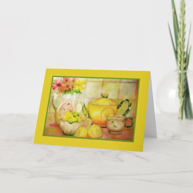 Tee mit Zitronenkarte Karte (Vorderseite)