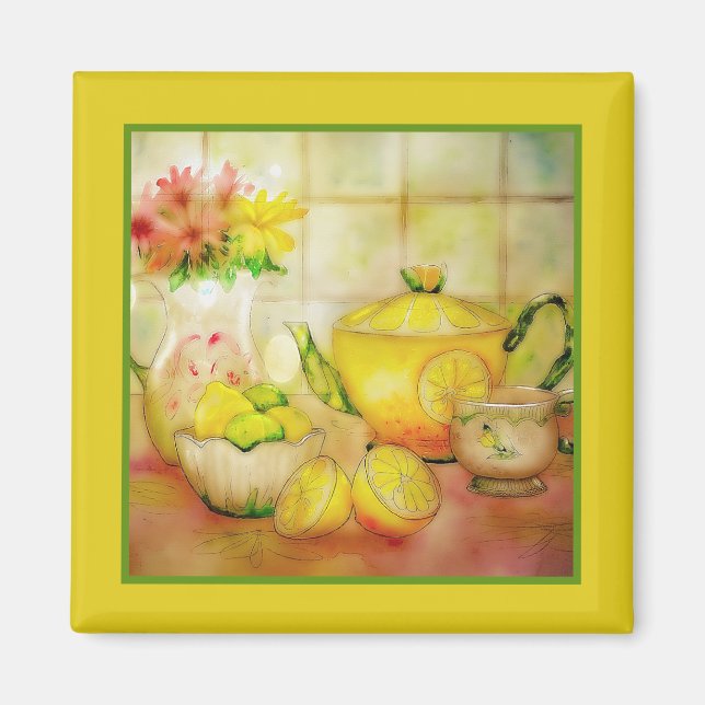 Tee mit Zitronenmagnet Magnet (Vorne)