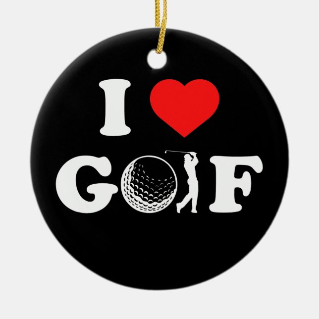 Tee off I love Golf Club Golfer  Keramik Ornament (Vorne)