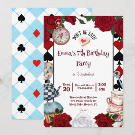 Tee Party Alice im Wunderland Geburtstagsparty Einladung