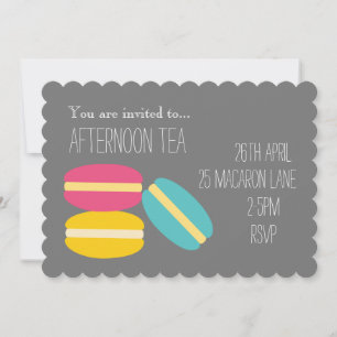 Tee-Party aus buntem, leckerem Macaroon Einladung