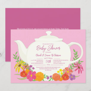 Tee-Party Baby Duschteapot Pink Girl Einladung