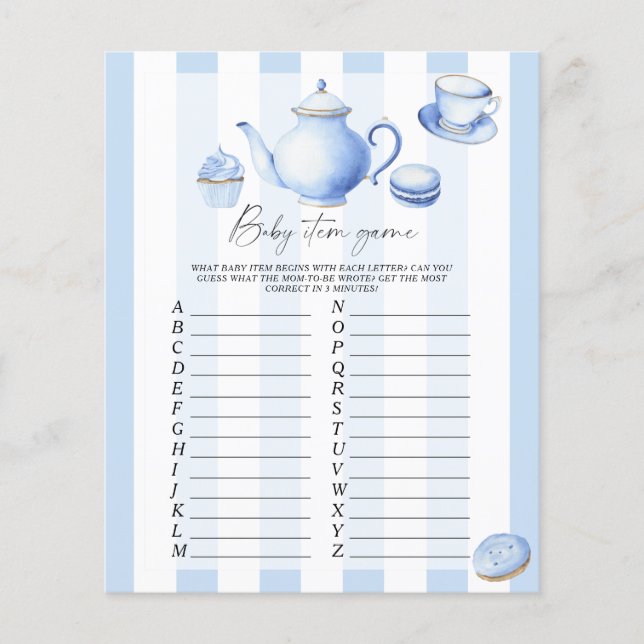 Tee Party - Baby Item Game. Baby Shower Game (Vorderseite)