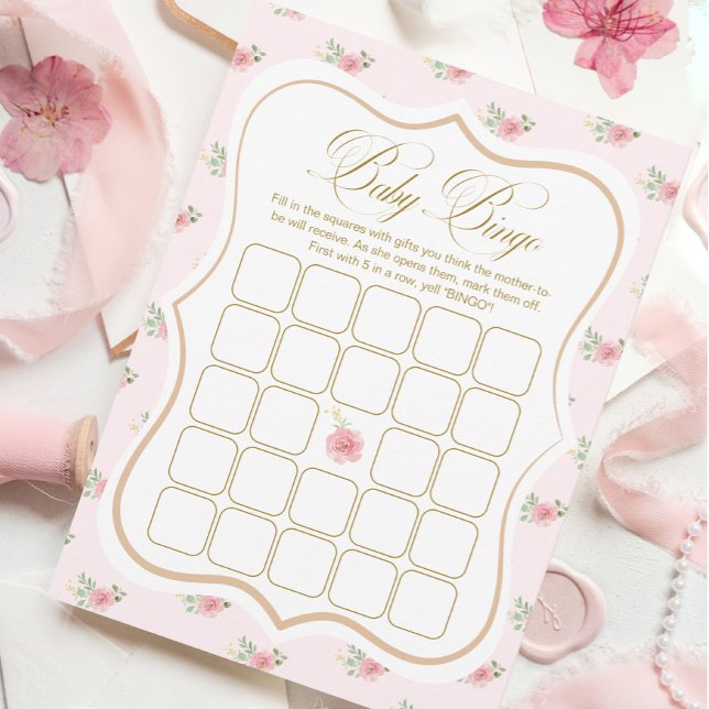 Tee Party Baby Shower Bingo Game Card Einladung (Von Creator hochgeladen)