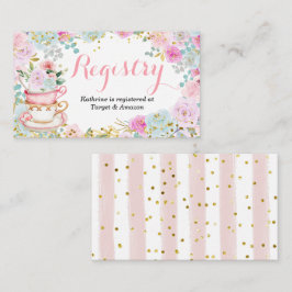 Tee Party Baby Shower Pastel Floral Registry Begleitkarte