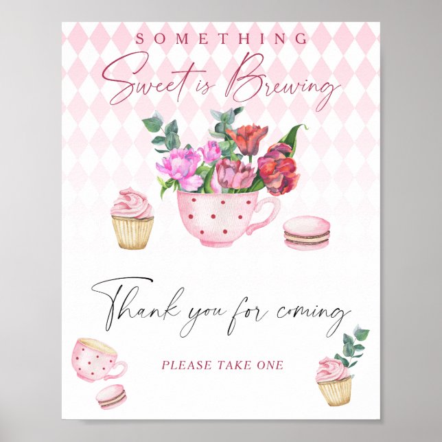 Tee-Party-Babydusche - Danke, dass du gekommen bis Poster (Vorne)