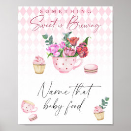 Tee-Party-Babydusche - Name dieses Babynahrung Poster