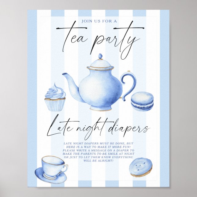 Tee-Party Babydusche Spätabend Windeln Spiel Poster (Vorne)
