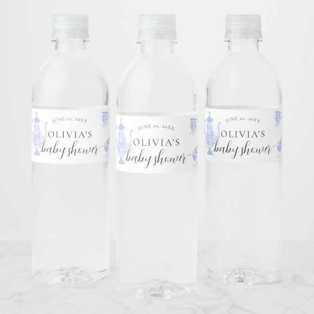 Tee Party Blue China White Lace Boy Baby Dusche (Flaschen)