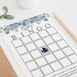 Tee Party Blue Floral Baby Bingo Game Card