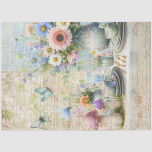 Tee-Party Blumenpastel Blau Rosa Brautparty Seidenpapier