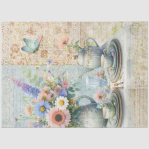 Tee Party Blumenpastel Bouquet Blue Pink Preppy Seidenpapier
