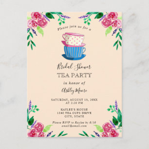 Tee-Party Brautparty Blume Niedlich Hübsch Postkarte