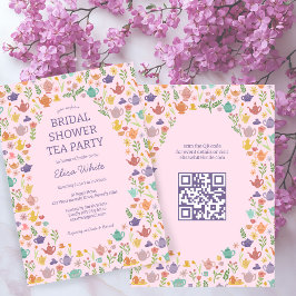 Tee Party Brautparty Niedlich CUSTOM QR Code Einladung
