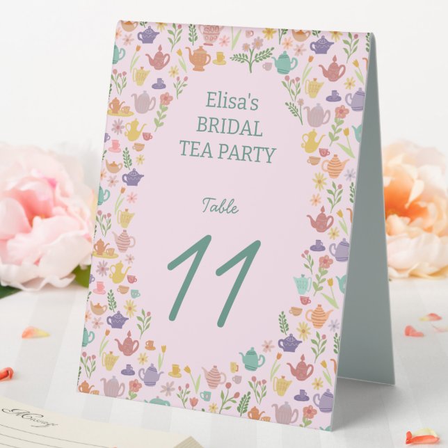 Tee-Party-Brautparty Niedlich farbenfroh CUSTOM Tischaufsteller (In Situ (Hochzeit))