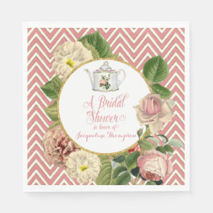 Tee-Party-Brautparty Zickzack Streifen Rose Serviette
