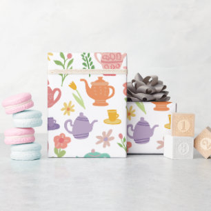 Tee Party Bridal Ostern Frühling Blumenkolorieren Geschenkpapier