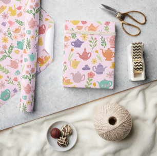 Tee Party Bridal Ostern Frühling Blumenkolorieren Geschenkpapier
