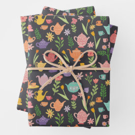 Tee Party Bridal Ostern Frühling Blumenkolorieren Geschenkpapier Set