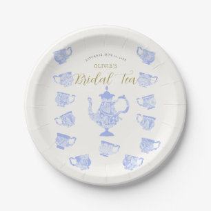 Tee Party Chinoiserie Blue Boho Lace Brautparty Pappteller