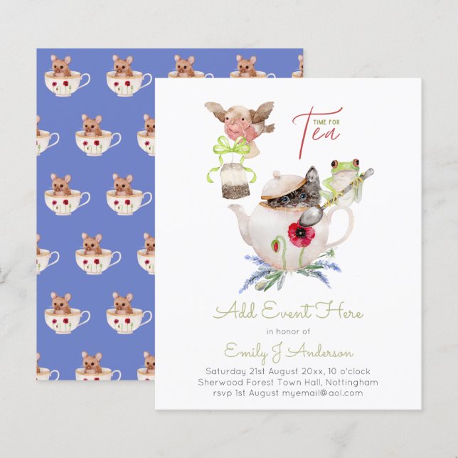 Tee-Party Einladungen für JEDEN EVENT-Haushalt (Vorne/Hinten)