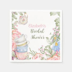 Tee-Party Elegantes rosa grünes Brautparty Serviette
