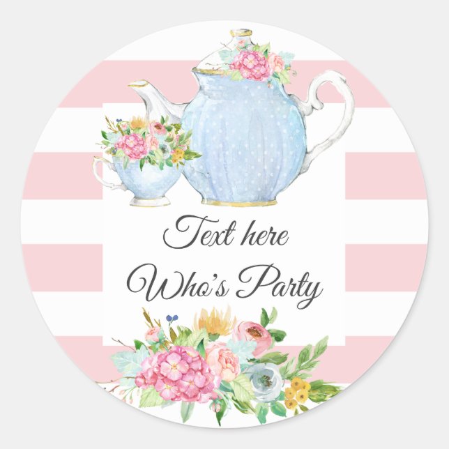 Tee Party, Frühlingsblumen, Blume Runder Aufkleber (Vorderseite)
