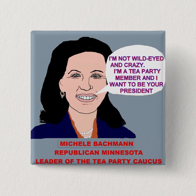 Tee-Party-Führer Michele Bachmann Wild-Mit Augen Button (Vorderseite)