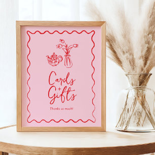Tee-Party-Karten und Geschenke Unterschreiben mit Poster