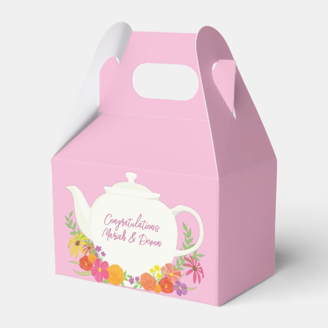 Tee-Party Kinderdusche Teapot Pink Girl Geschenkschachtel (Vorderseite)