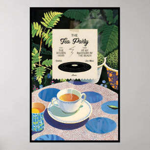 Tee-Party-Kunstposter Hinterhofgarten-Illustration Poster