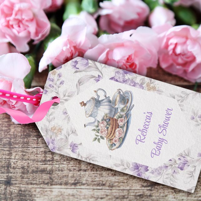 Tee Party Lavender Garden Floral Baby Dusche Geschenkanhänger (Von Creator hochgeladen)