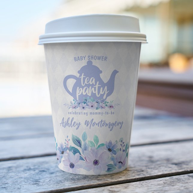 Tee-Party Lila Watercolor Kinderdusche Pappbecher (Von Creator hochgeladen)