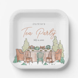 Tee-Party-Mädchen Geburtstag niedlich Pappteller