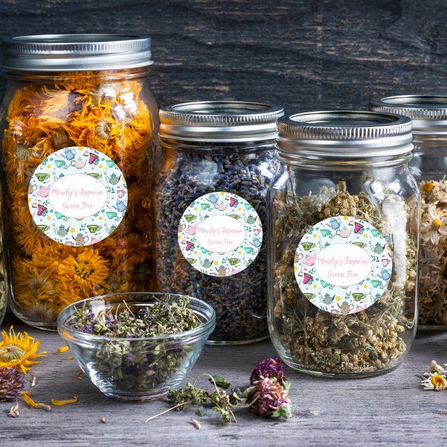 Tee-Party-Muster Personalisiert Tee Runder Aufkleber (Von Creator hochgeladen)